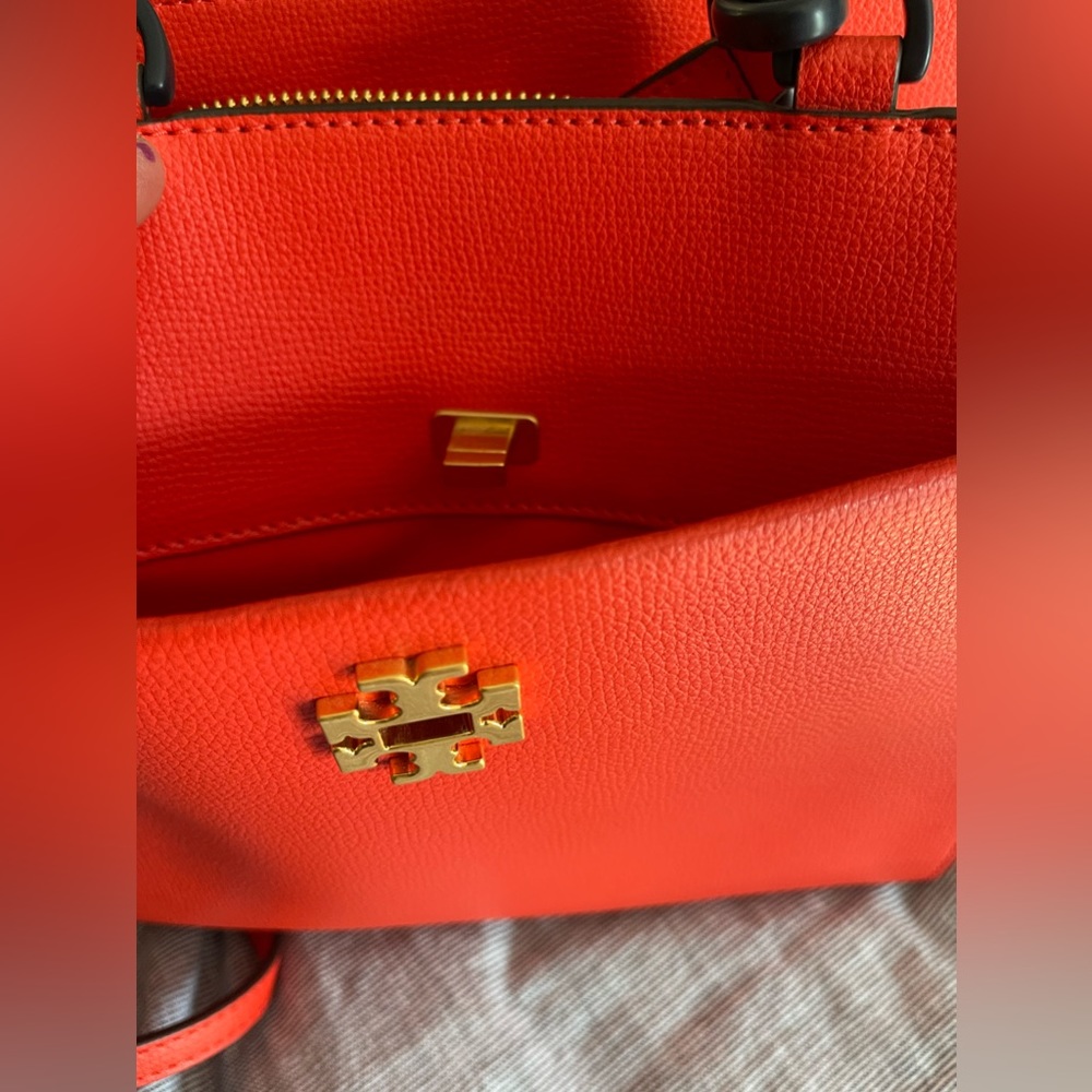 Tory Burch Kira Leather Small Tote Crossbody Bag In Poppy Red - Picture 10 of 14